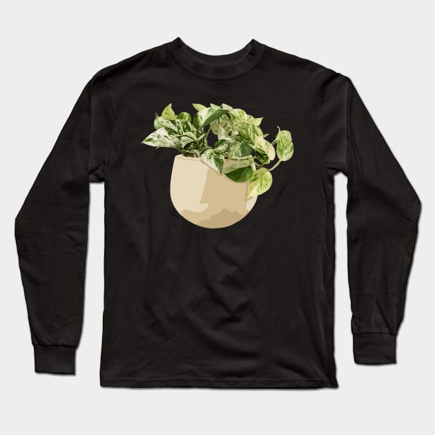 Epipremnum Marble Queen Long Sleeve T-Shirt by gronly